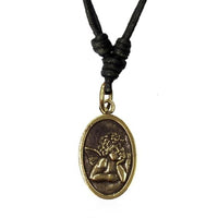 Load image into Gallery viewer, Baumwolle Kette schwarz Anhänger oval Engel Pray for us Brass antik golden - chic - net.de
