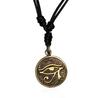 Load image into Gallery viewer, Baumwolle Kette schwarz Anhänger rund Ägyptische Pharaonen Brass antik golden - chic - net.de
