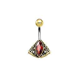 Load image into Gallery viewer, Bauchnabelpiercing Messing Edelstahl Marquise Schliff
