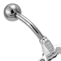 Cargar imagen en el visor de la galería, Bauchnabel Piercing Edelstahl Zirkonia Silber oval Blume
