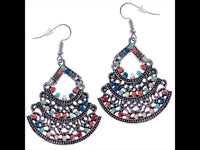 Load image into Gallery viewer, Brass bunt silbern Ohrringe zweiteilig Tannenbaum Steine bunt facettiert - chic - net.de
