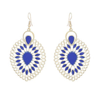 Cargar imagen en el visor de la galería, Brass golden blaue Ohrringe Emaille filigran Tropfen umgedreht Seile 6 cm - chic - net.de
