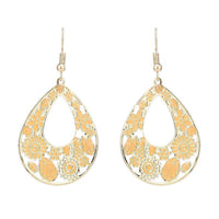 Load image into Gallery viewer, Brass golden orange Ohrringe Emaille Tropfen Creolen Blumen 4 cm - chic - net.de
