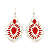 Cargar imagen en el visor de la galería, Brass golden rote Ohrringe Emaille filigran Tropfen umgedreht Seile 6 cm - chic - net.de
