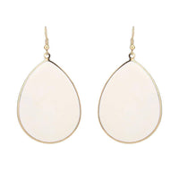 Cargar imagen en el visor de la galería, Brass golden weiße Ohrringe Emaille dicke Tropfen Ohrhänger 5 cm - chic - net.de
