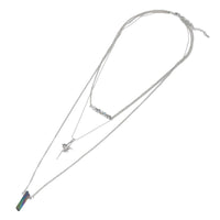Load image into Gallery viewer, Brass Kette silberfarben dreiteilig Perlen Steine Kreuz mit Ring Zirkonia ca. 46cm Länge - chic - net.de
