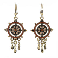 Load image into Gallery viewer, Brass Ohrringe antik golden Kreise Kugeln braun Anhänger - chic - net.de
