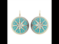 Load image into Gallery viewer, Brass Ohrringe Emaille Sternblume Zackenrand rund grün golden 5 cm Ohrhänger - chic - net.de
