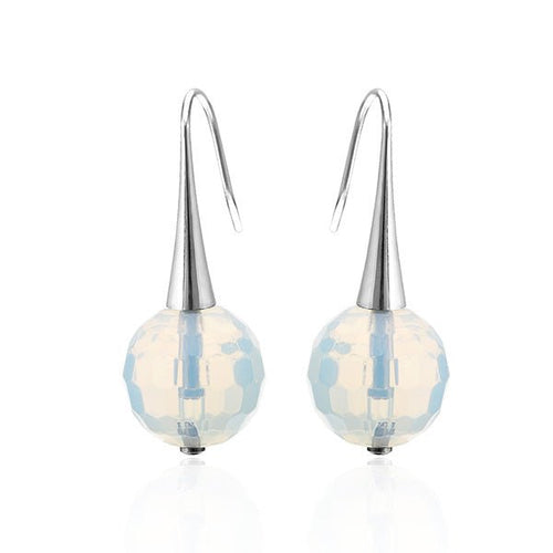 Brass Ohrringe milchig weiß Tropfen silber Glaskristall facettiert nickelfrei Ohrhänger - chic - net.de