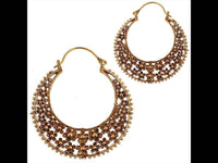 Cargar imagen en el visor de la galería, Brass Ohrringe Tribal Sichel Blumenmeer antik golden Messing - chic - net.de
