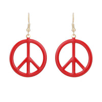 Cargar imagen en el visor de la galería, Brass Peace Zeichen Ohrringe Emaille golden rot rund Ohrhänger - chic - net.de
