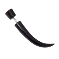 Cargar imagen en el visor de la galería, Buffalo Horn Fake Piercing leicht gebogen Spike schwarz weiß Om Ohrhänger Ohrstecker Ohrring - chic - net.de
