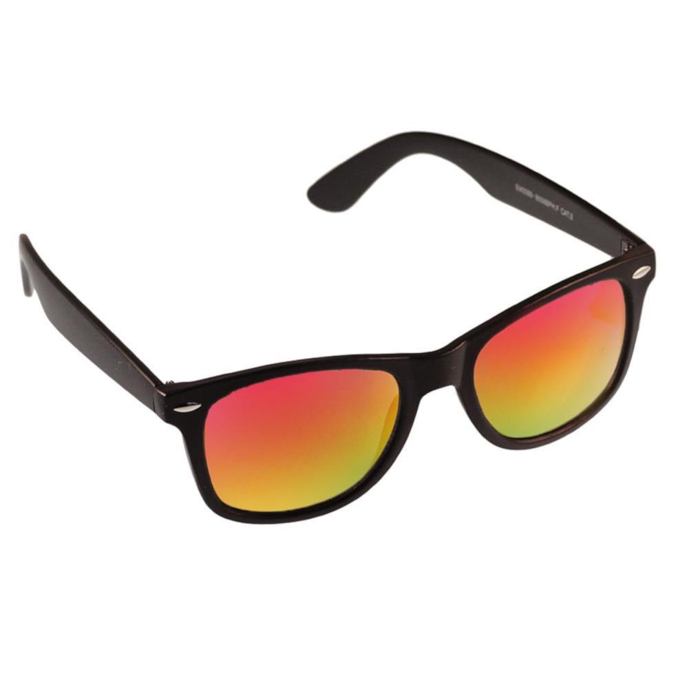 Sonnenbrille Nerdbrille schwarz pink gelb verspiegelt 400 UV  Mandeln