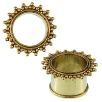 Load image into Gallery viewer, Brass Tunnel Kerbe Zacken antik gold nickelfrei Plug Organic Messing Expander Ohrschmuck - chic-net.de
