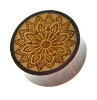 Load image into Gallery viewer, Flesh Plug Holz Dahlie hell dunkel double flared.
