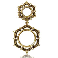 Load image into Gallery viewer, Brass Tunnel Bögen Zacken Muster mit Anhänger antik golden nickelfrei Ohrschmuck - chic-net.de
