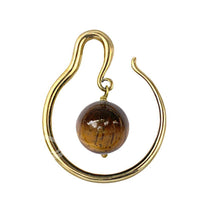 Cargar imagen en el visor de la galería, Ohr Piercing Brass gold Stein Kugel Tigerauge Bogen - chic-net.de
