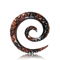 Load image into Gallery viewer, Narraholz Piercing Holz Zick Zack dunkel braun Spirale 4mm 6mm 8mm Dehnschnecke - chic-net.de
