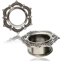 Load image into Gallery viewer, White Brass Tunnel Lotus Blume antik silbern nickelfrei Plug Organic Messing Expander Ohrschmuck - chic-net.de
