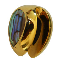 Cargar imagen en el visor de la galería, Plug Ohrgewicht Messing Paua zum Einhängen Tropfen gold - chic-net.de
