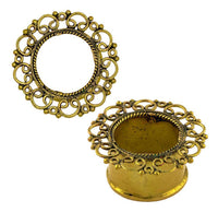 Cargar imagen en el visor de la galería, Brass Tunnel Seil Spiralbögen Kreise Punkte antik gold nickelfrei Plug Messing Expander Ohrschmuck - chic-net.de
