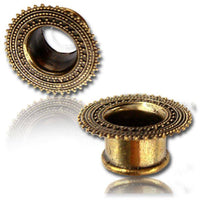 Cargar imagen en el visor de la galería, Brass Tunnel Punkte Afghan Style antique Finish gold nickelfrei Plug Organic Messing Expander - chic-net.de
