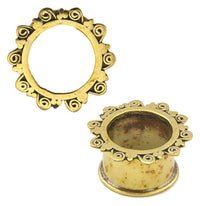 Cargar imagen en el visor de la galería, Brass Tunnel Spiralen Punkte Dreieck antik gold nickelfrei Plug Messing Expander Schmuck - chic-net.de
