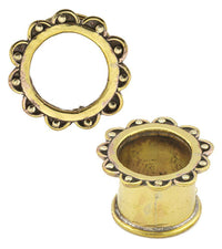 Load image into Gallery viewer, Brass Tunnel Bogen Blume Punkte antik gold nickelfrei Plug Messing Expander Ohrschmuck - chic-net.de
