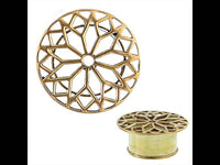 Load image into Gallery viewer, Brass Tunnel Sternblume überstehend golden Messing Expander Plug antik Schmuck - chic-net.de
