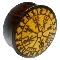 Cargar imagen en el visor de la galería, Flesh Plug Vegvisir Runen Kreis Holz Sonoholz Jackfrucht double flared - chic-net.de

