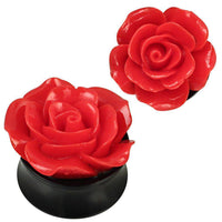 Load image into Gallery viewer, 3D Plug Acryl Rose rot plastisch Piercing Ohrschmuck - chic-net.de
