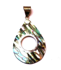 Load image into Gallery viewer, Abalone Perlmutt Muschel Silberanhänger Anhänger Kette 925er Sterling Silber Unisex Schmuck Träne Loch - chic-net.de
