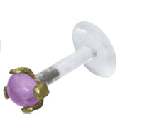 Load image into Gallery viewer, Labret Lippen Piercing Bio Plastic gold Brass Stein - chic-net.de
