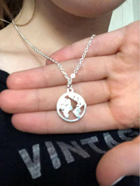 Cargar imagen en el visor de la galería, Anhänger 925 Sterling Silber Welt Karte Erde Globus - chic-net.de
