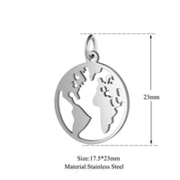 Cargar imagen en el visor de la galería, Anhänger Edelstahl Welt Karte Erde Globus silber gold - chic-net.de

