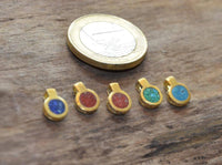 Load image into Gallery viewer, Anhänger Silber 925 vergoldet Scheibe crushed Stein 9mm - chic-net.de
