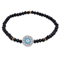 Cargar imagen en el visor de la galería, Armband Brass golden Auge der Fatima schwarz blau Zirkonia Ringe verstellbar - chic-net.de
