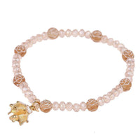 Load image into Gallery viewer, Armband Brass golden Emaille weiß braun Rosenperlen Schirm Kristalle verstellbar - chic-net.de
