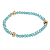 Cargar imagen en el visor de la galería, Armband Brass golden Glitzer Ringe türkis Kristalle facettiert Perlen verstellbar - chic-net.de
