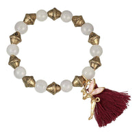 Load image into Gallery viewer, Armband Brass golden lila Quaste grau Perlen Charm Elfe verstellbar - chic-net.de
