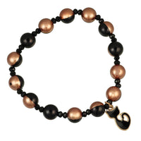 Load image into Gallery viewer, Armband Brass golden schwarz halb Perlen Kristalle Katze Charm verstellbar - chic-net.de
