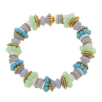 Cargar imagen en el visor de la galería, Armband Brass golden silbern Perlen Ringe Glas grau grün blau verstellbar weiß - chic-net.de
