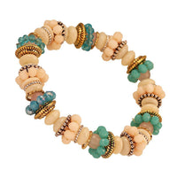 Cargar imagen en el visor de la galería, Armband Brass golden silbern Perlen Ringe Glas rose blau creme verstellbar - chic-net.de
