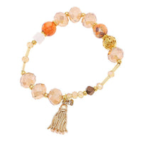 Load image into Gallery viewer, Armband golden Stein Kristall Brass Perlen orange weiß Stern Quaste verstellbar - chic-net.de
