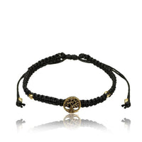 Load image into Gallery viewer, Armband Nylon verstellbar schwarz Messing Buttons antik golden Motive - chic-net.de
