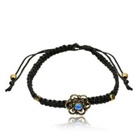 Load image into Gallery viewer, Armband Nylon verstellbar schwarz Messing Buttons antik golden Motive - chic-net.de

