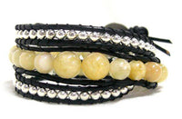 Load image into Gallery viewer, Armband orange schwarz Kette Messing Stein Perlen Wachsfaden Schmetterling verstellbar - chic-net.de
