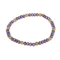 Load image into Gallery viewer, Armband Perlen facettiert lila schimmernd Brass Kugel verstellbar - chic-net.de
