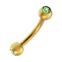 Load image into Gallery viewer, Banane Curved Barbell Piercing mit Kugeln goldfarben aus Edelstahl mit Glitzerstein in Grün - chic-net.de
