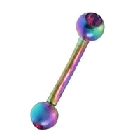 Load image into Gallery viewer, Banane Curved Barbell Piercing mit Kugeln Regenbogen Farben aus Edelstahl mit Glitzerstein - chic-net.de
